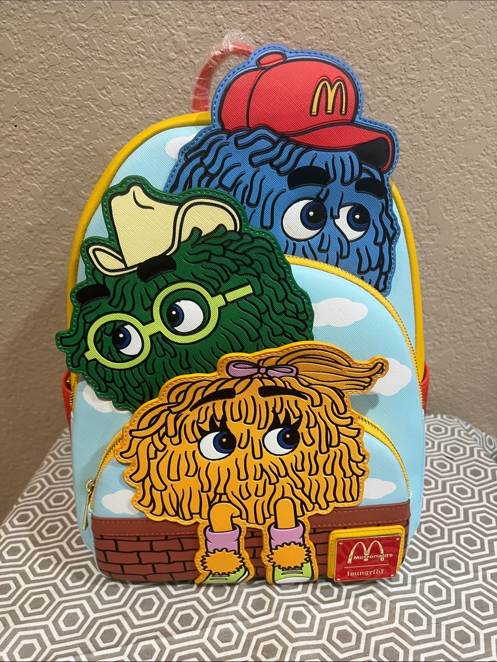 Loungefly McDonald’s triple pocket Fry guys mini backpack hard tag